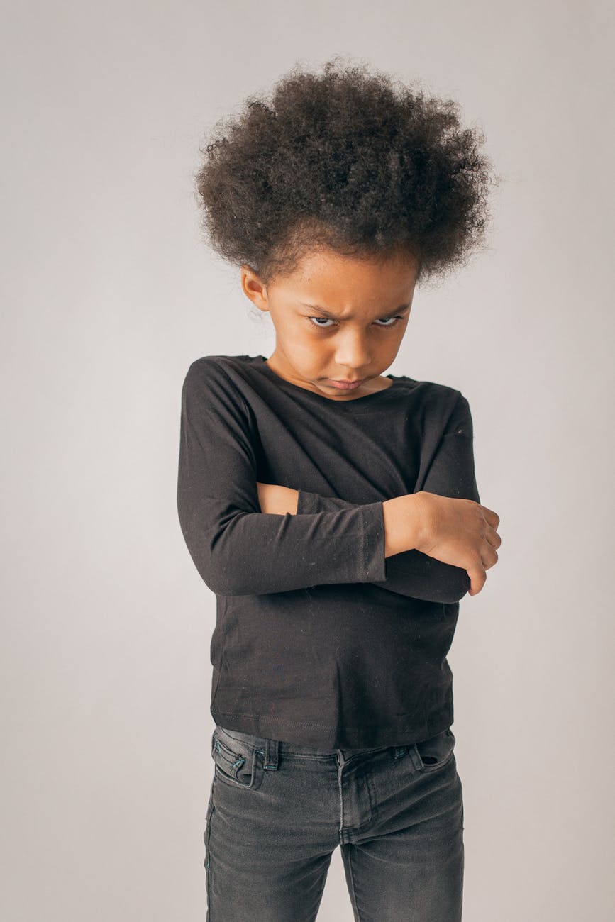 offended black girl in studio